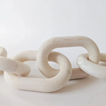 Handmade Wooden Chain Link Ornament/ White 55cm