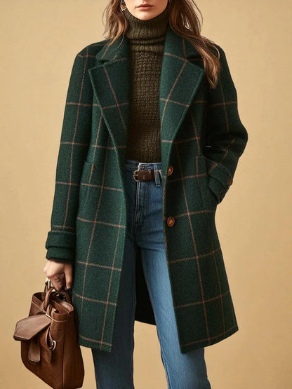 Aurora™ – Cappotto a Quadri Verde Smeraldo