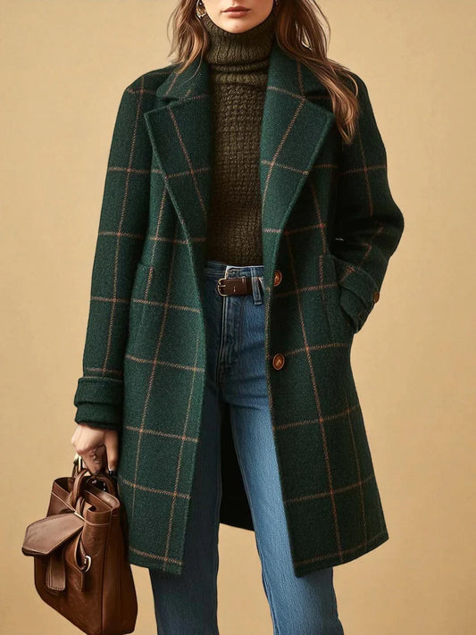 Aurora™ – Cappotto a Quadri Verde Smeraldo
