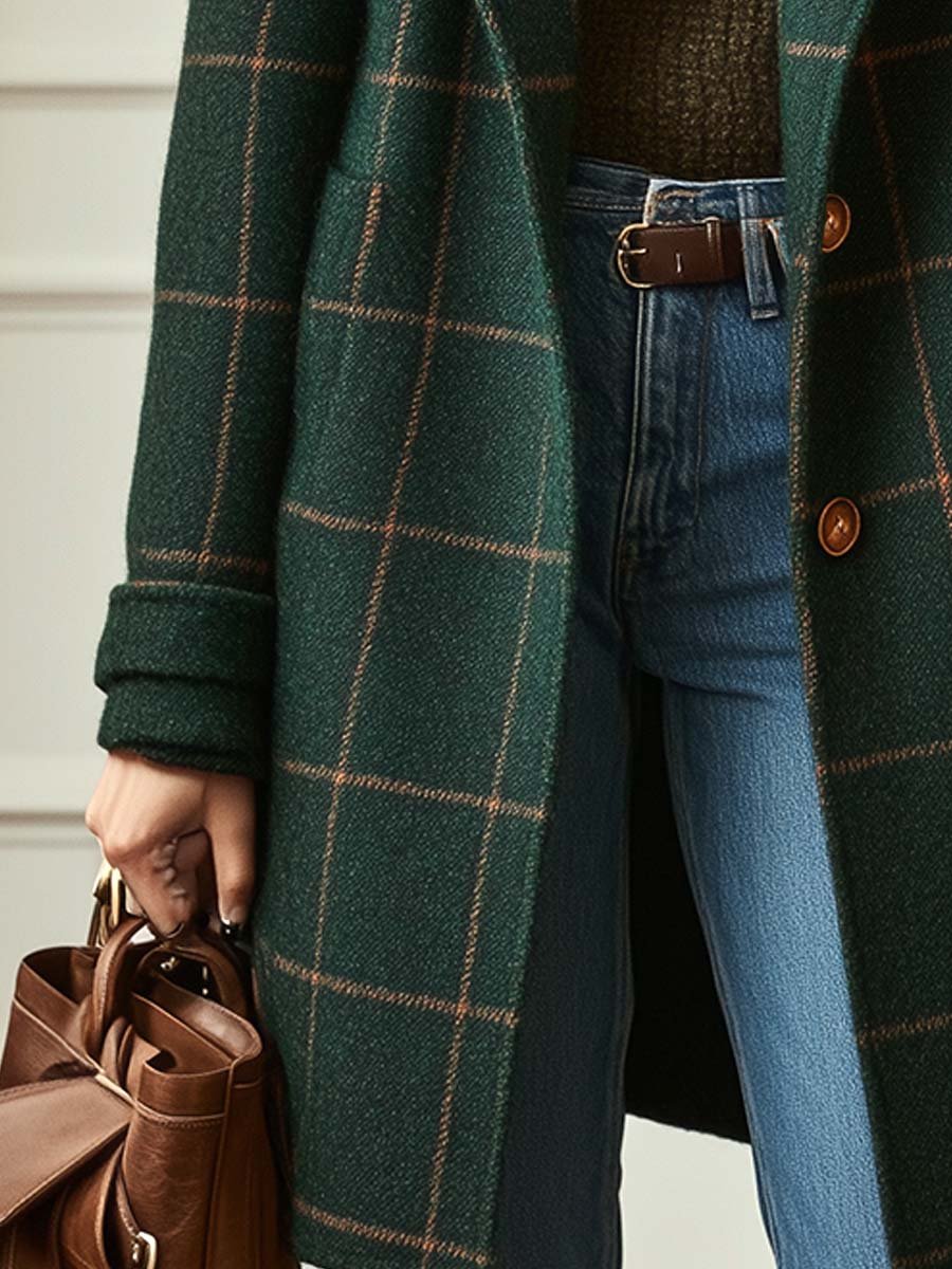 Aurora™ – Cappotto a Quadri Verde Smeraldo