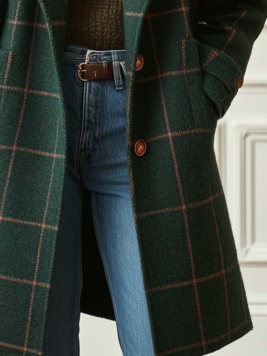 Aurora™ – Cappotto a Quadri Verde Smeraldo